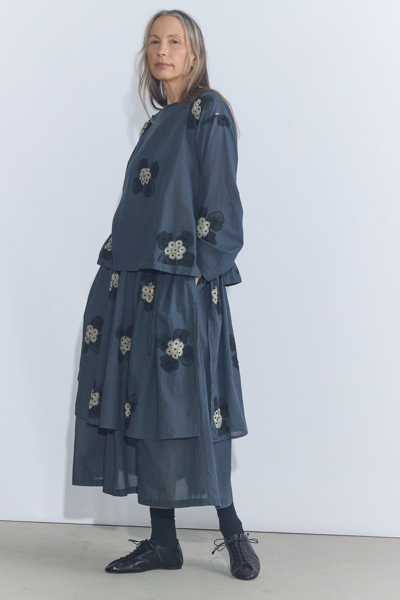 Embroidery Blouse - Charcoal