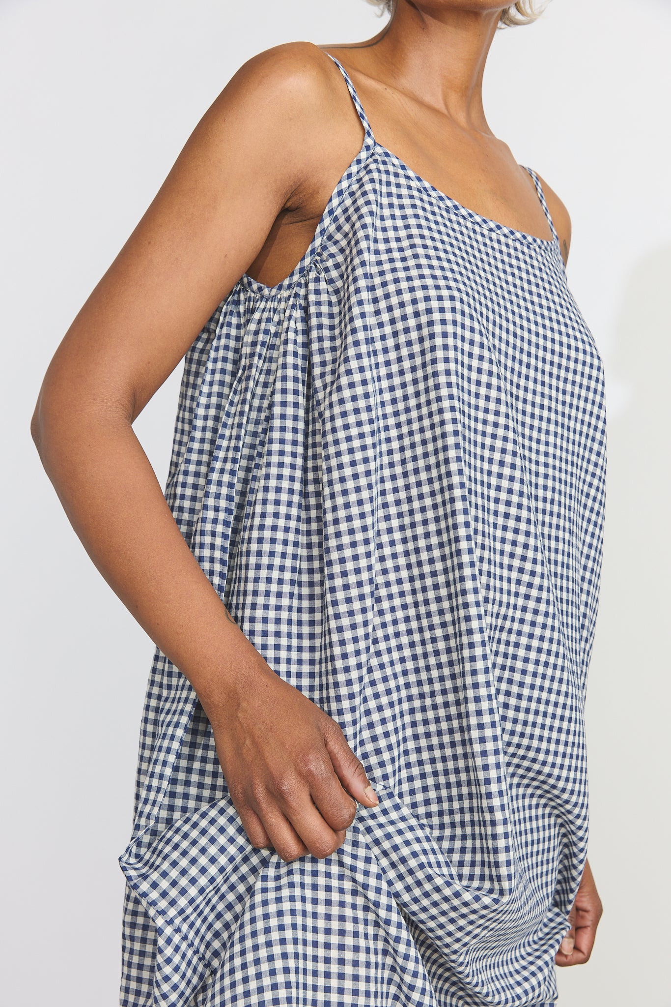 Lily Slip Dress - Indigo Checks