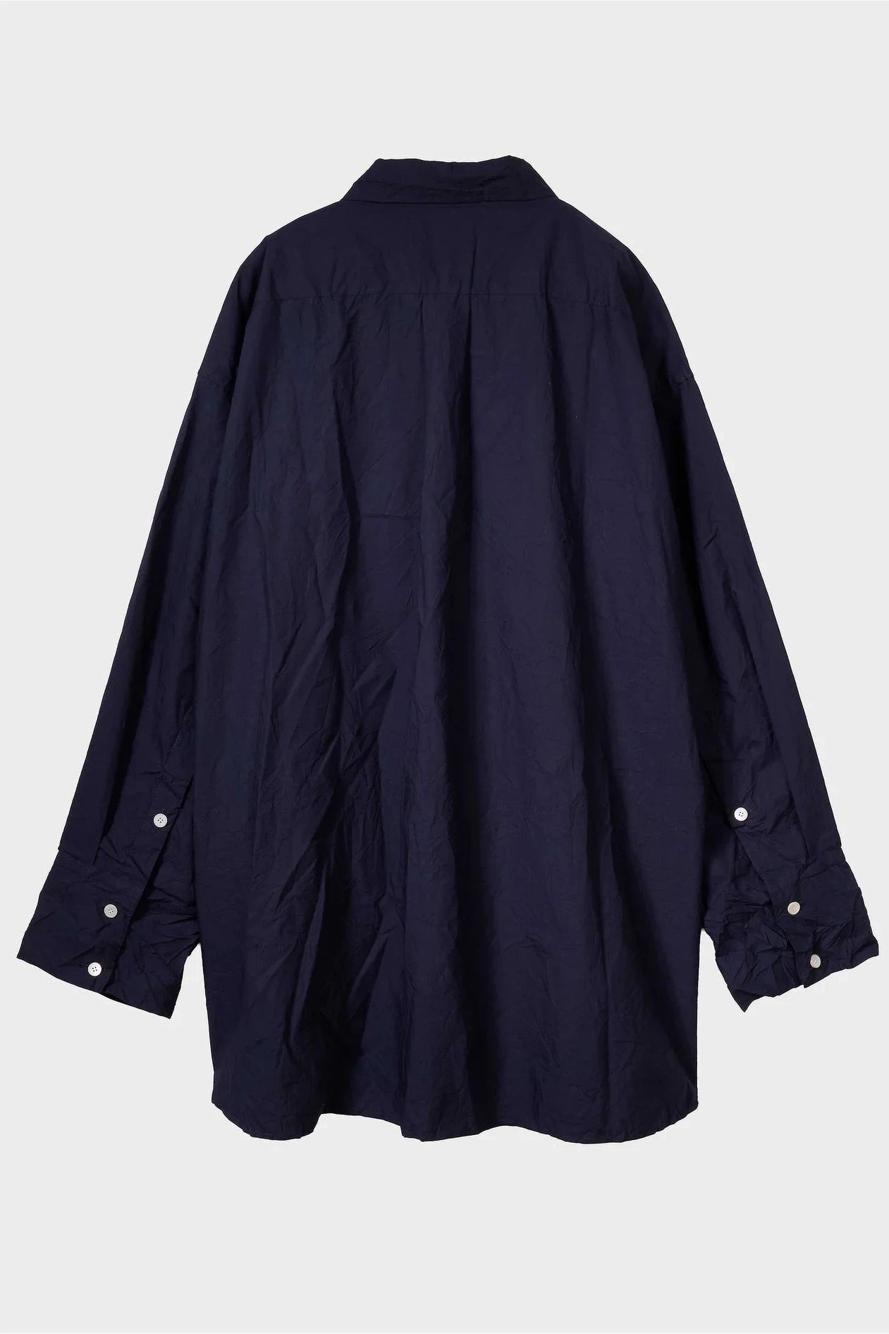 Crinkled Oversized Shirt - Navy