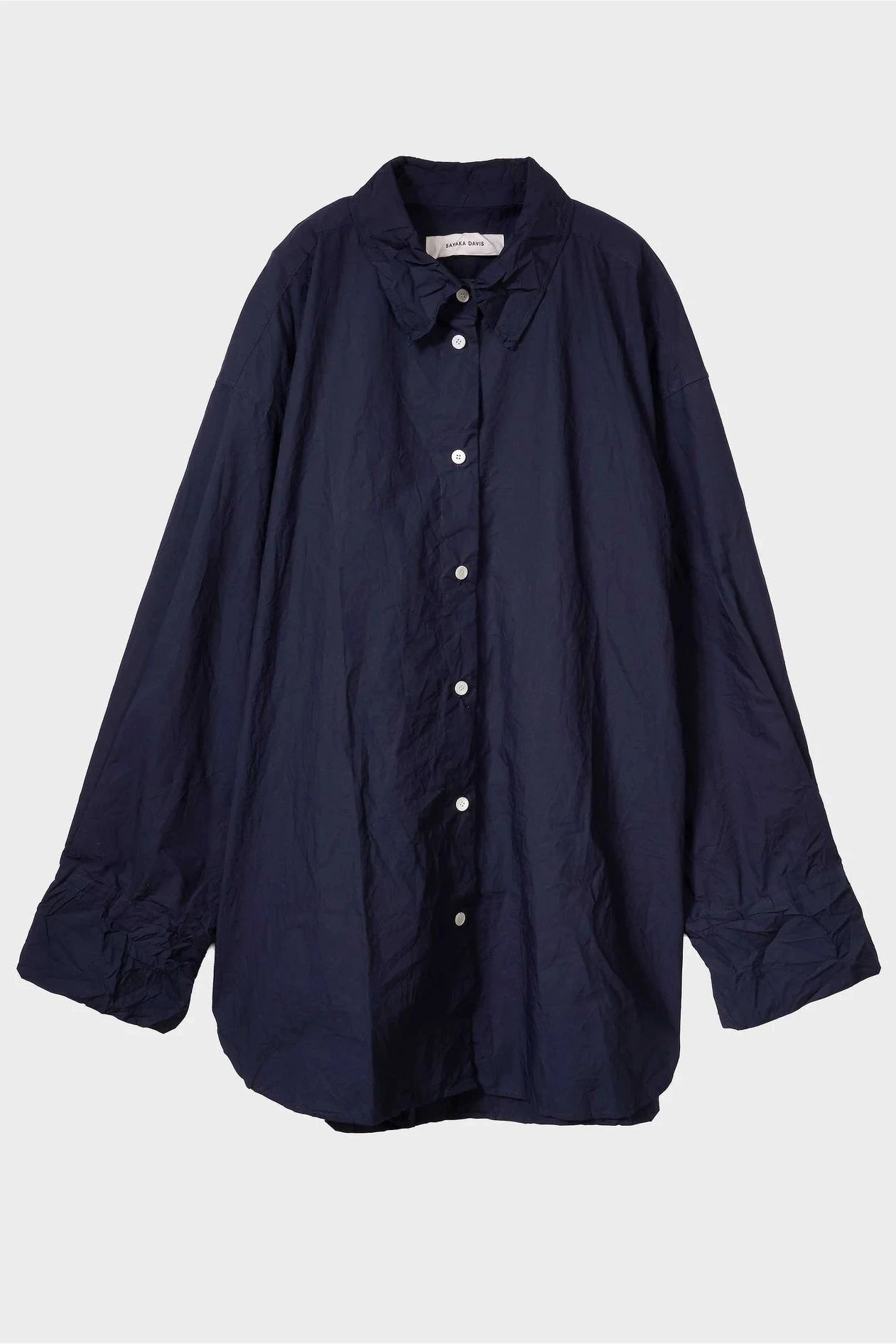 Crinkled Oversized Shirt - Navy