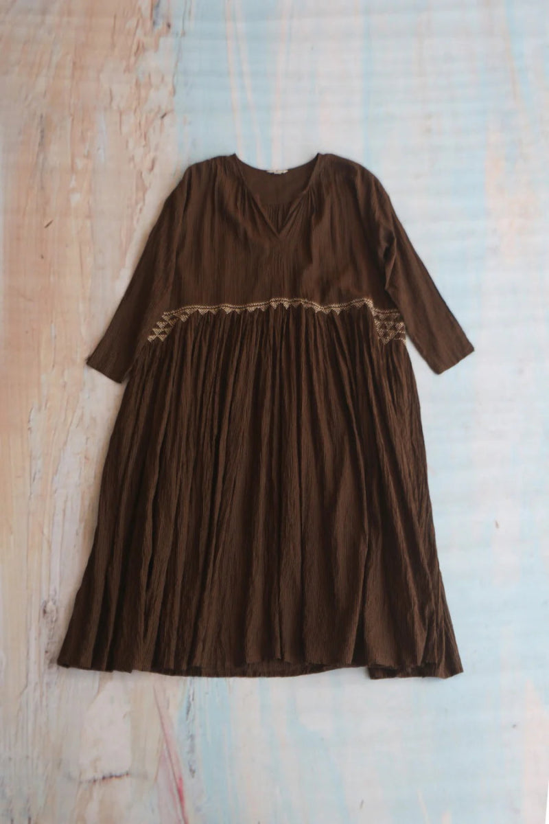chinese dress ladies Ana Dress in Dark Brown Stripe – Soochie