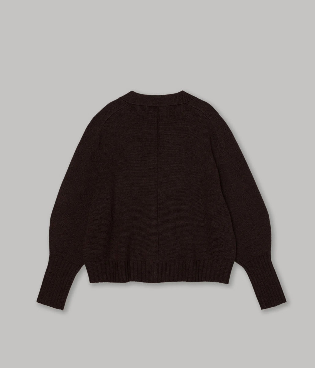 Balloon Sleeve Cardigan in Wood - Soochie - Sayaka Davis