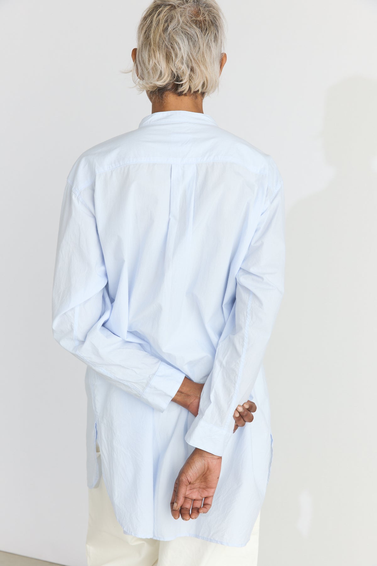 Classic Band Collar Shirt - Saxe Blue