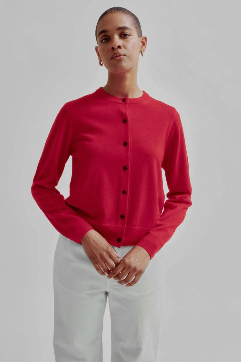 Compact Cardigan in Red - Soochie - Sayaka Davis