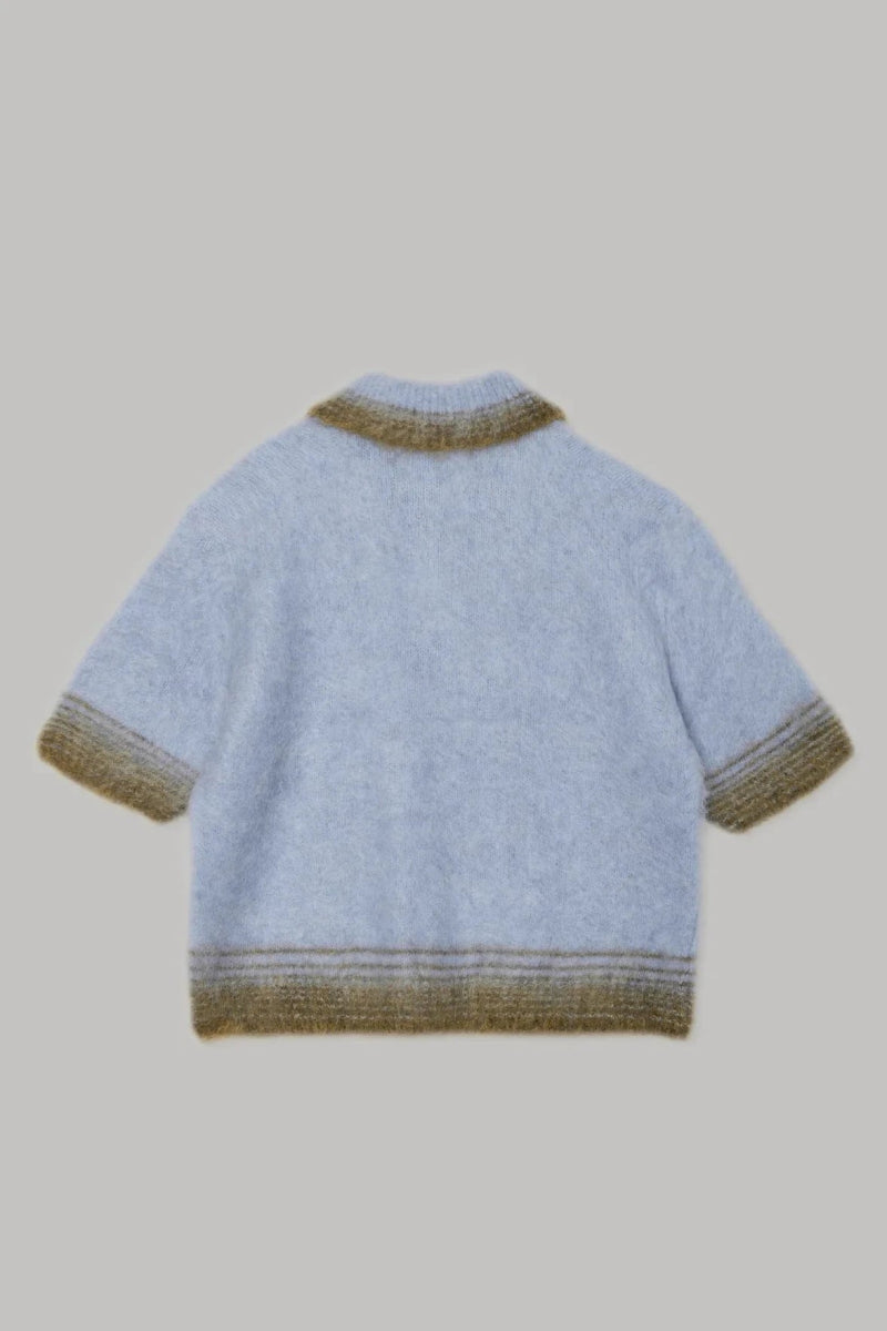 Compact Knit Polo in Baby Blue X Green - Soochie - Sayaka Davis