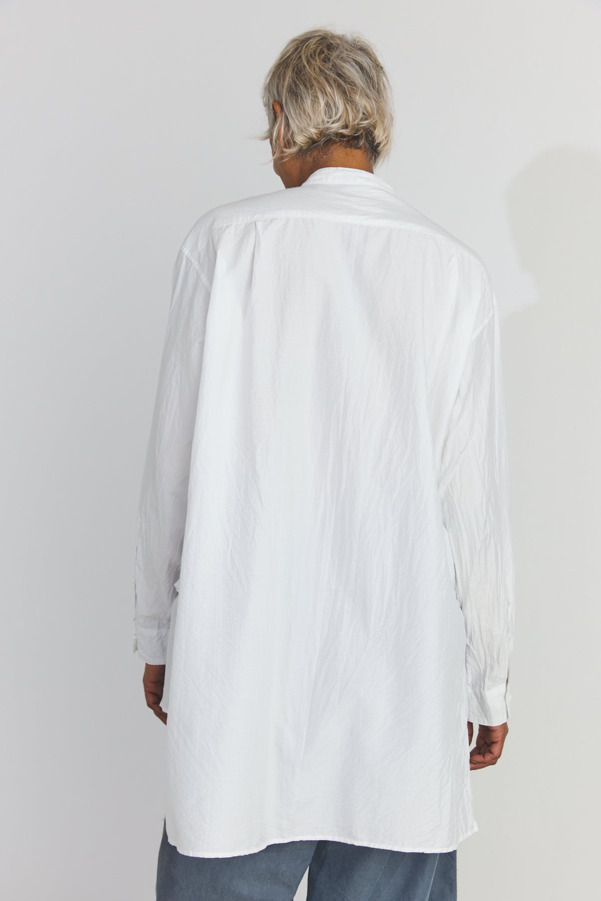 Cotton/Silk Kurta Shirt - Smoke White
