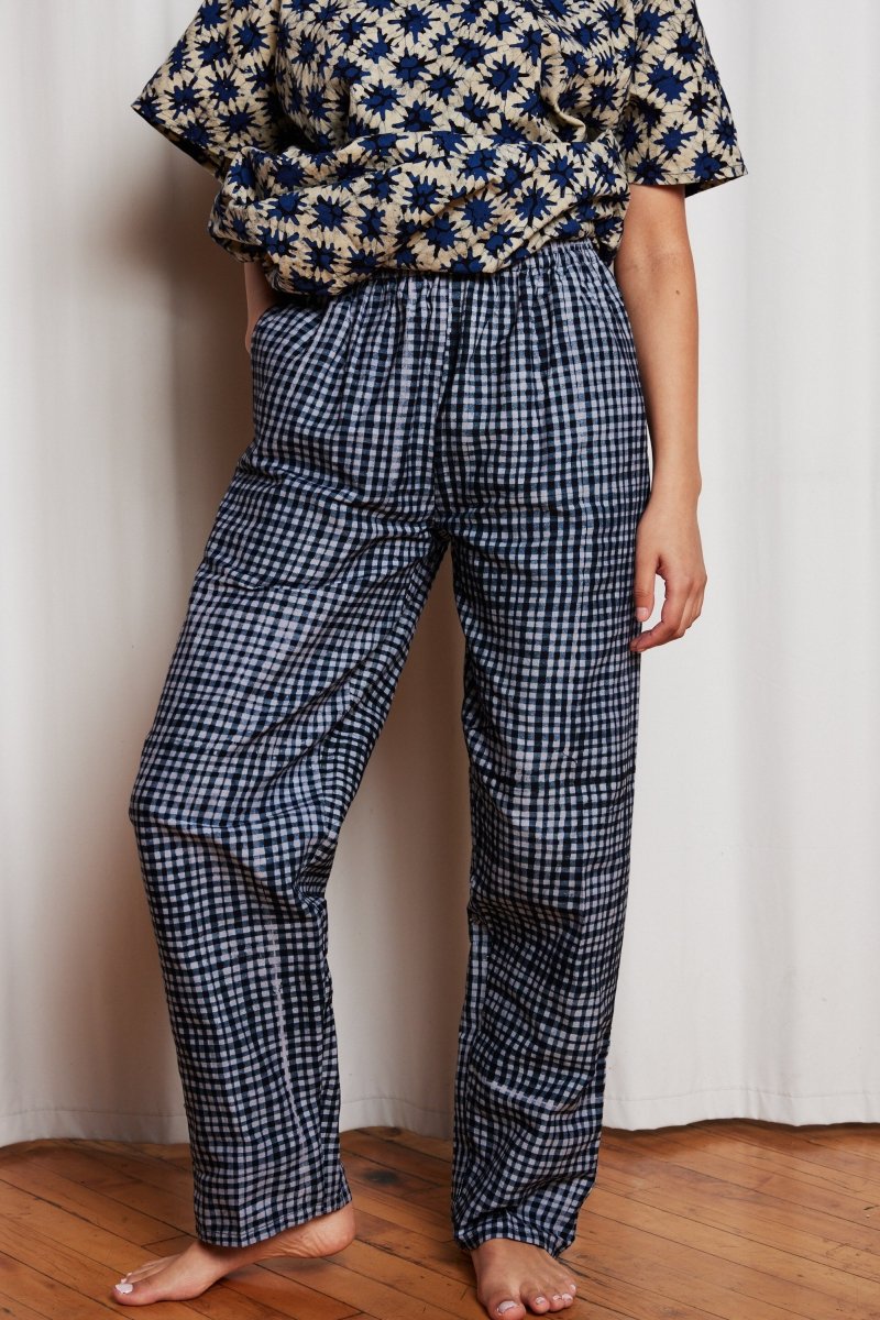 Easy Pants in Blue Check - Soochie - Fahari Bazaar