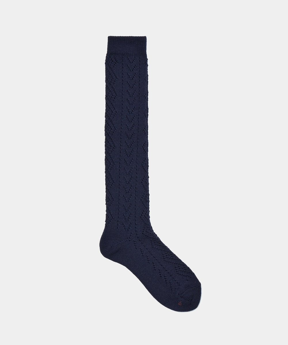 Eyelet Knee High Socks in Navy - Soochie - Babaco