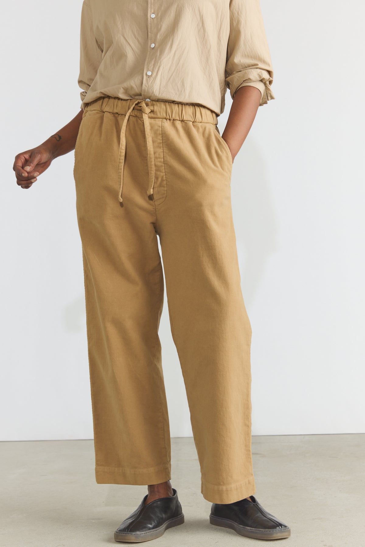 Garment Dye Moleskin Easy Field Trousers - Camel