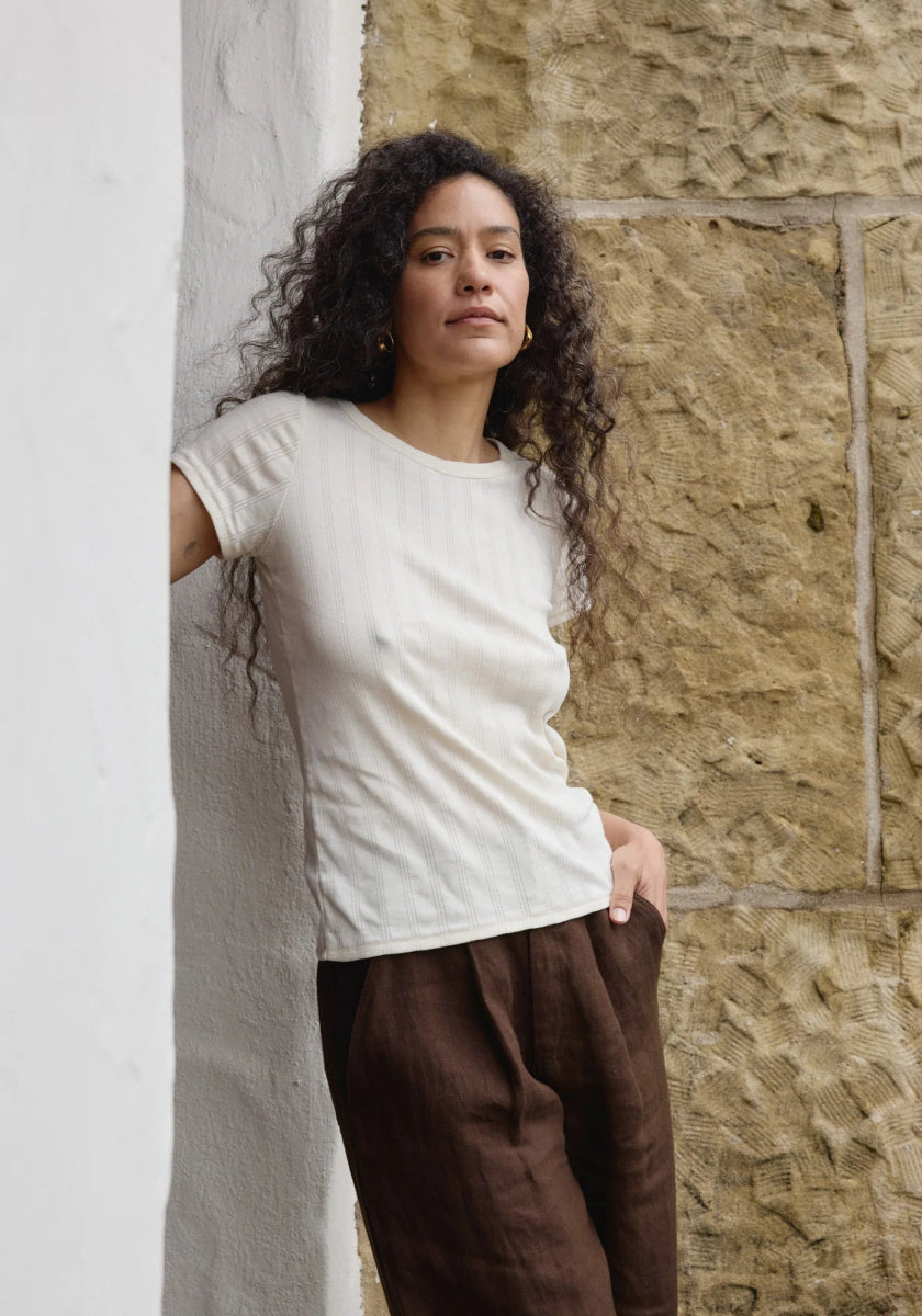 Pointelle Tee in Natural - Soochie - First Rite