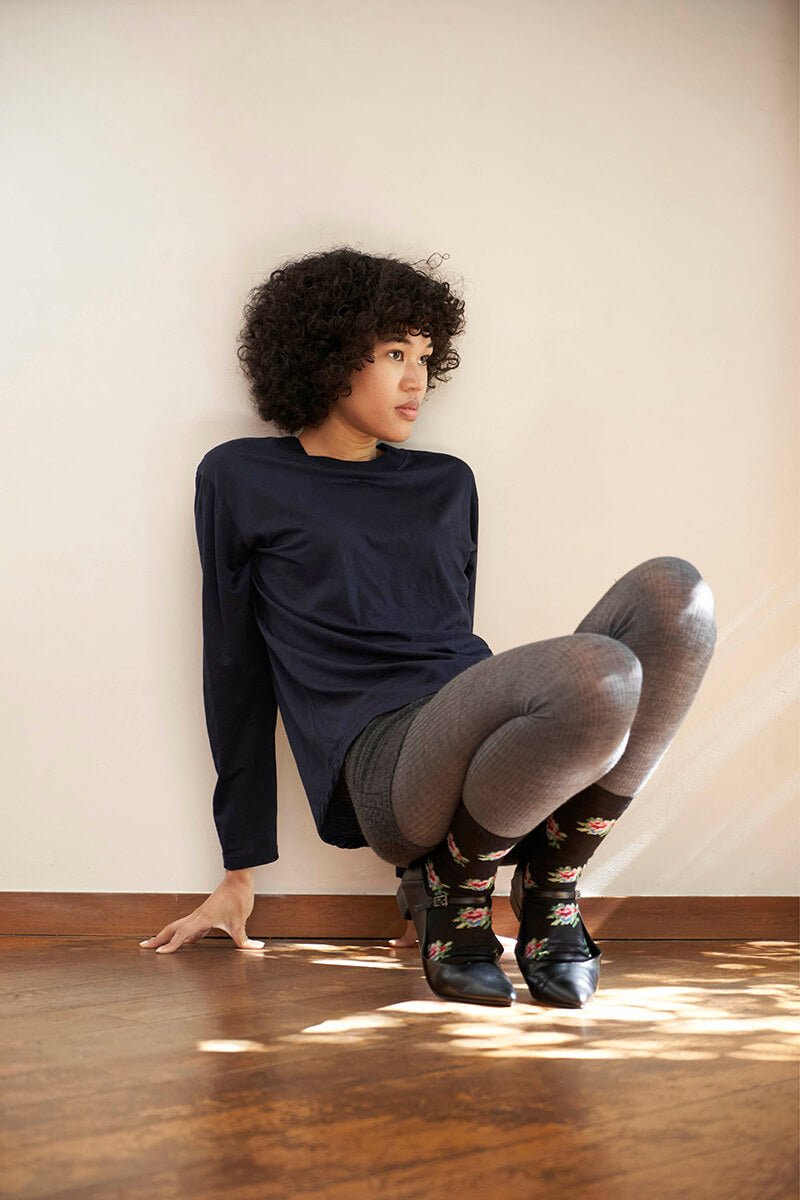 Rose Socks in Black - Soochie - Babaco