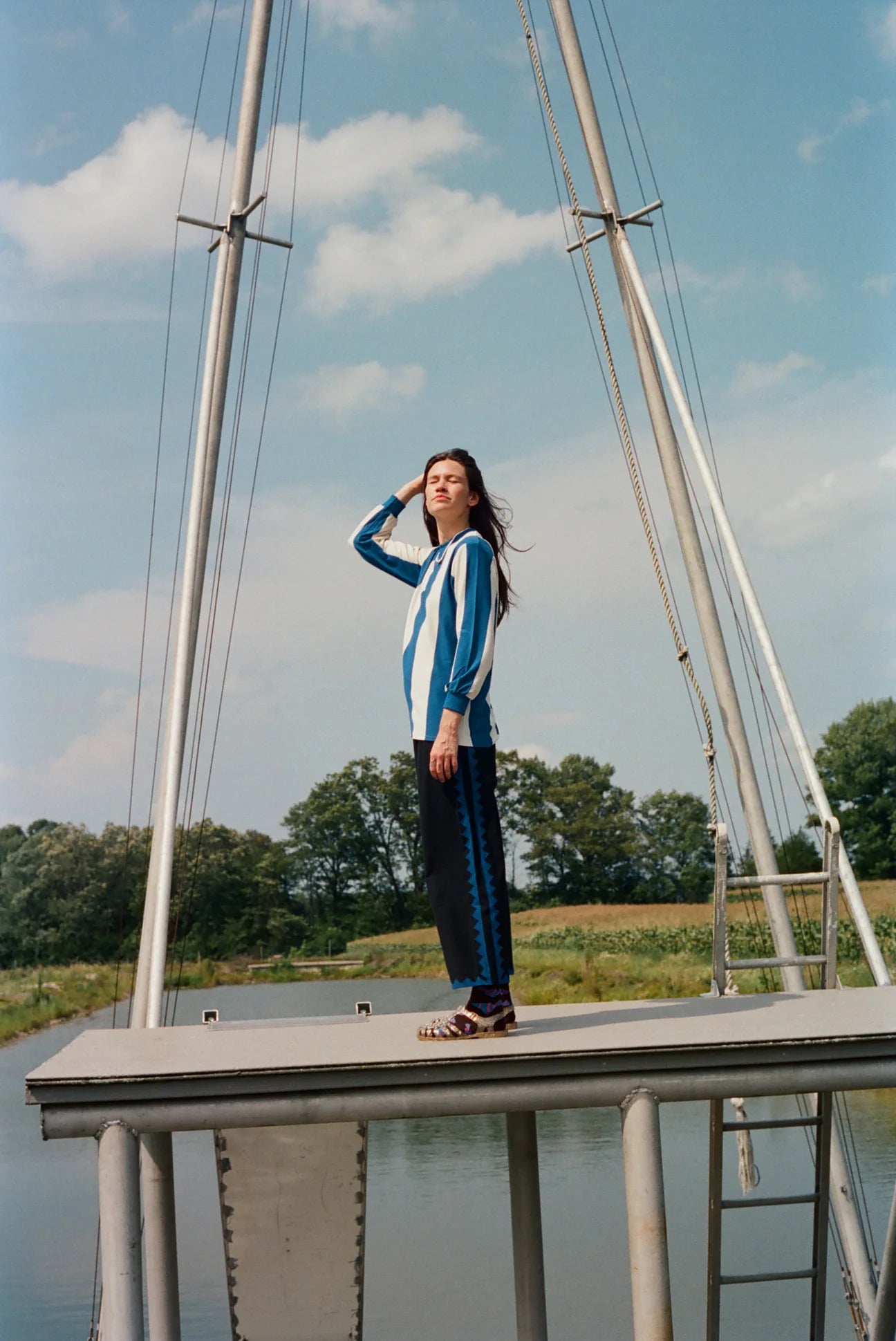 Patch Pants in Black and Cobalt
