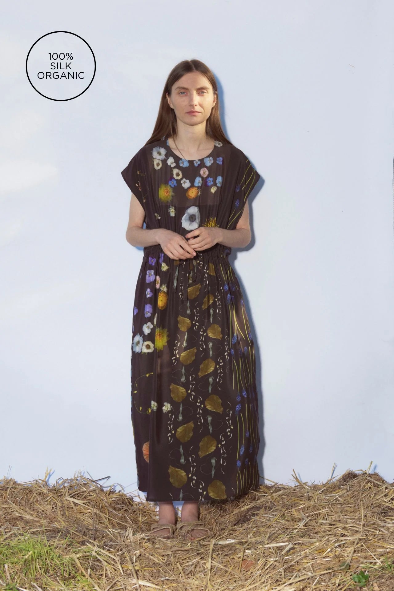Simple Dress in Flowers on Black