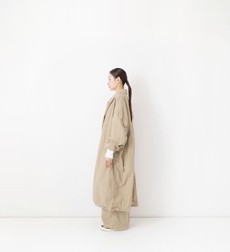 Cotton Silk Coat in Beige