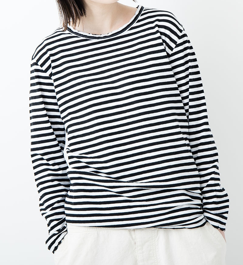 L/S Tee in Black and White Stripe