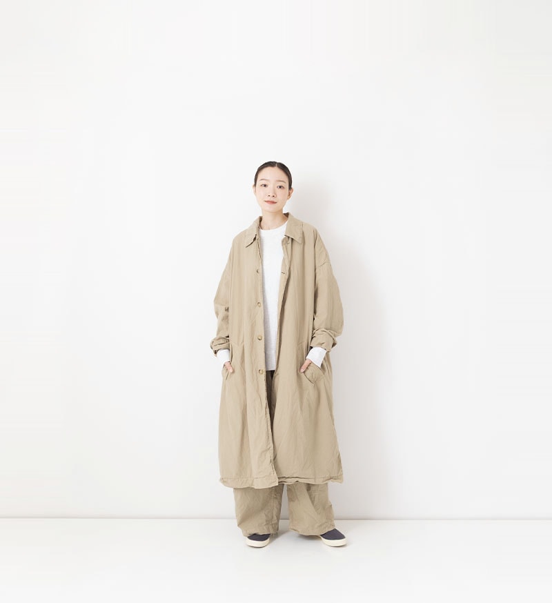 Cotton Silk Coat in Beige