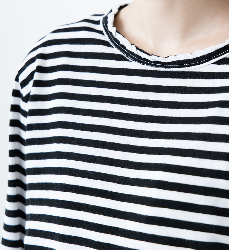 L/S Tee in Black and White Stripe