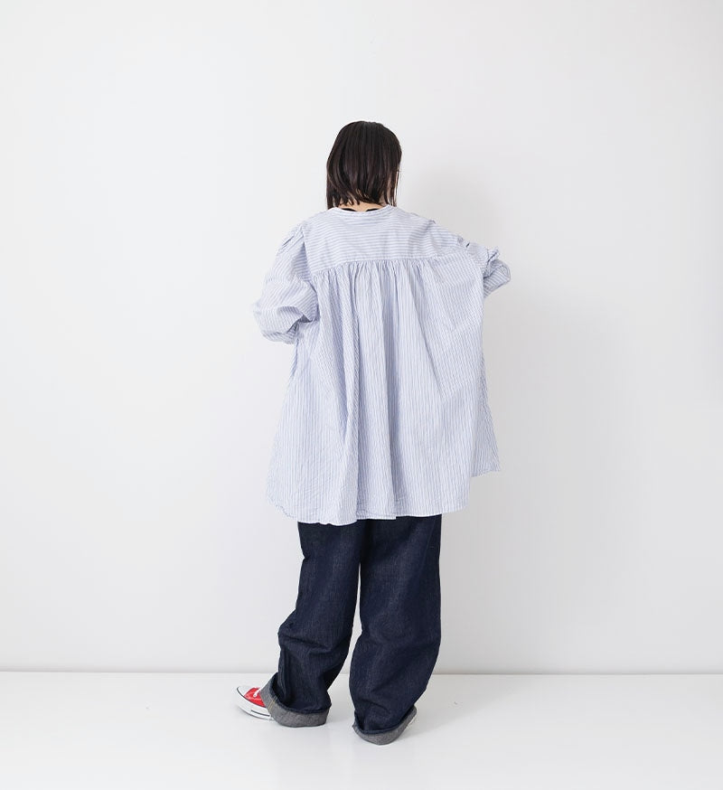Pullover Shirt in Navy and Red Stripe