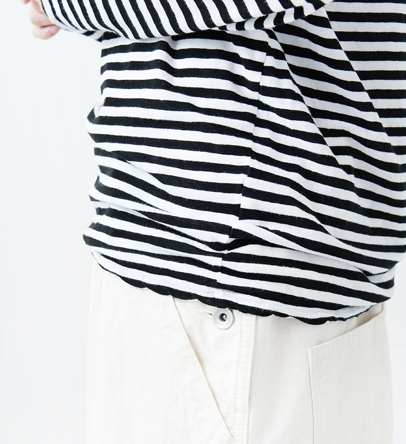 L/S Tee in Black and White Stripe