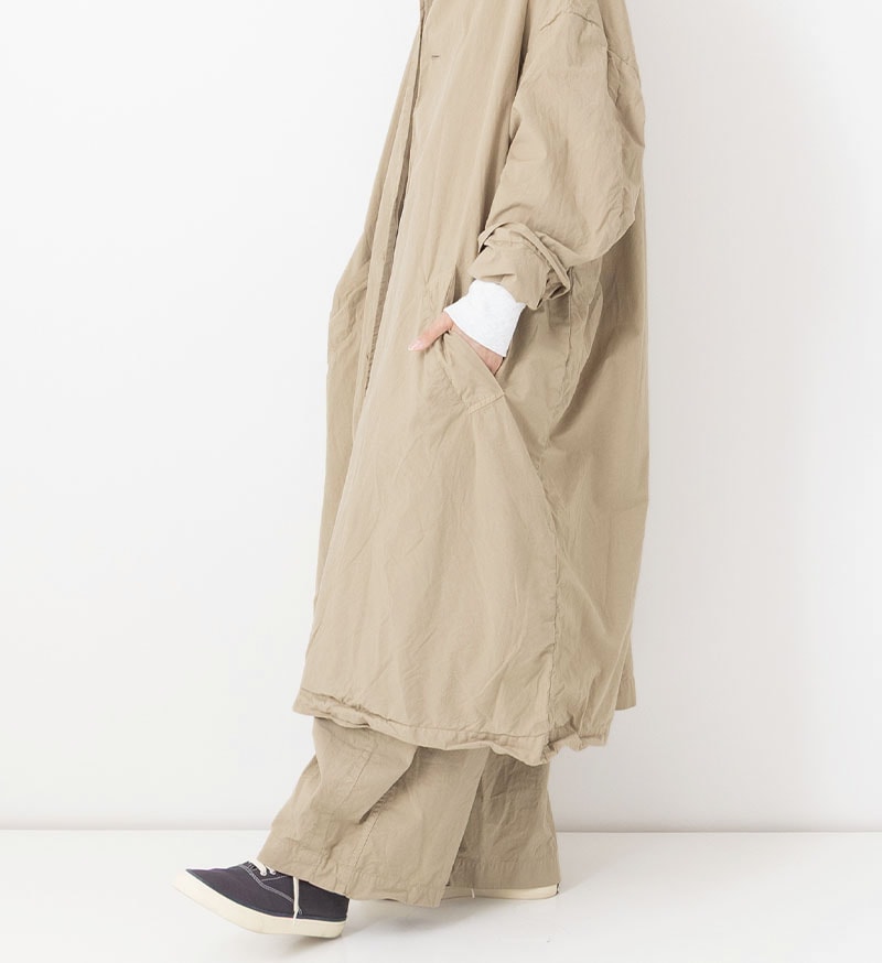 Cotton Silk Coat in Beige