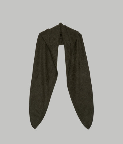 Hooded Cashmere Scarf - Olive