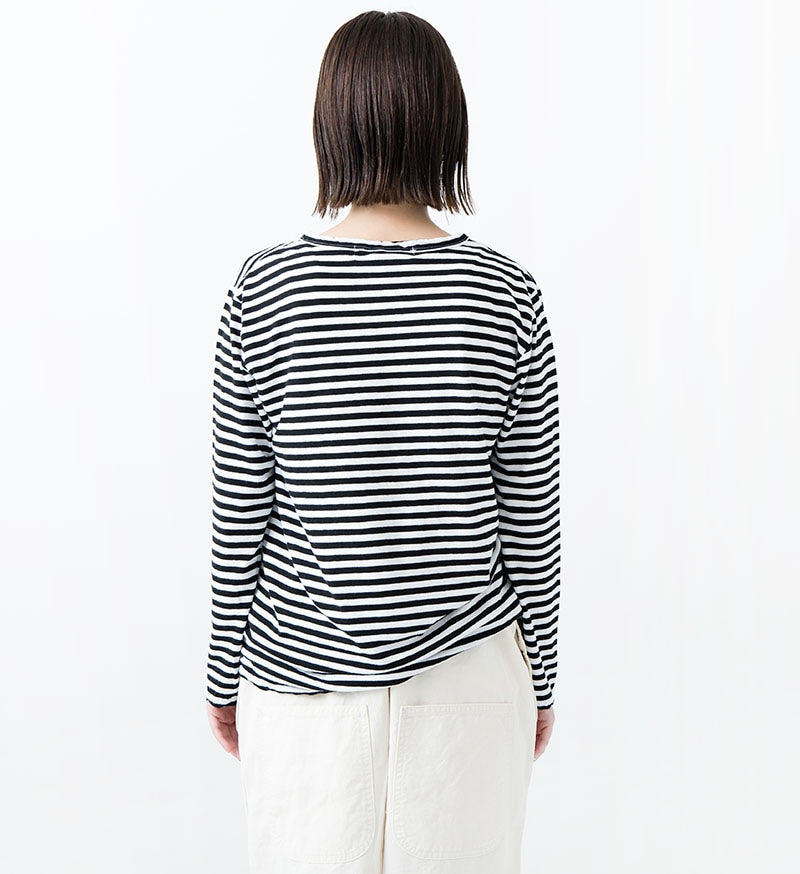 L/S Tee in Black and White Stripe