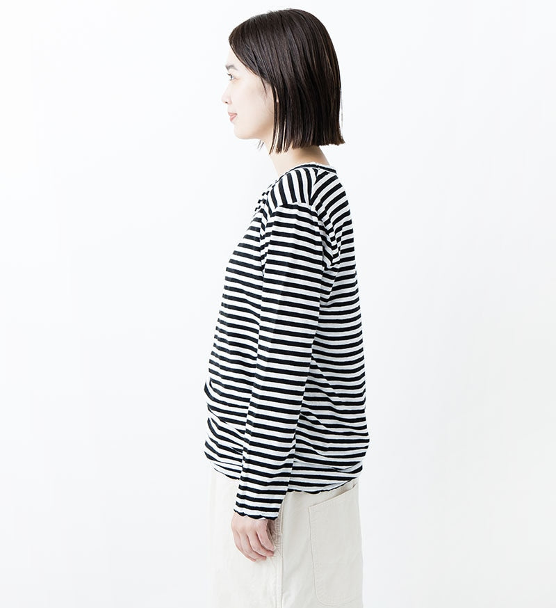 L/S Tee in Black and White Stripe