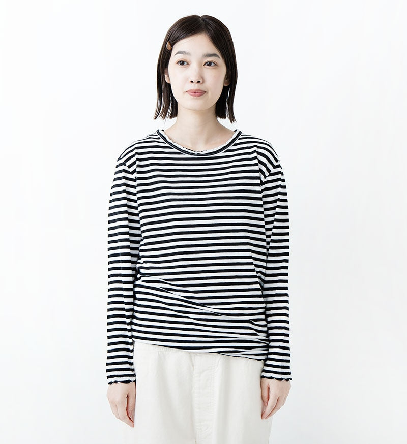 L/S Tee in Black and White Stripe