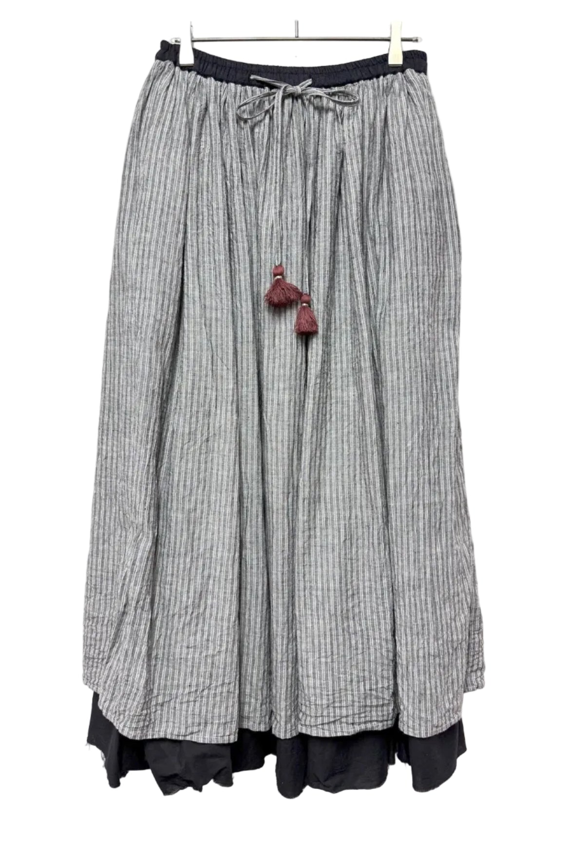 Bengal Stripe Reversible Gather Skirt - Black