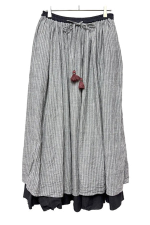 Bengal Stripe Reversible Gather Skirt - Black