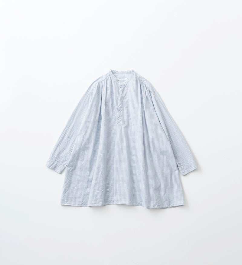 Pullover Shirt in Sax and Green Stripe