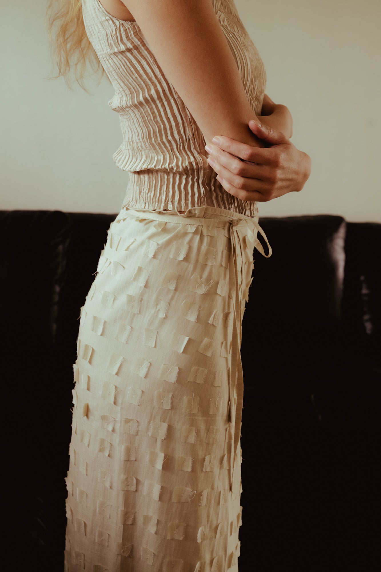 Muga Silk Offcuts Wrap Long Skirt - Undyed
