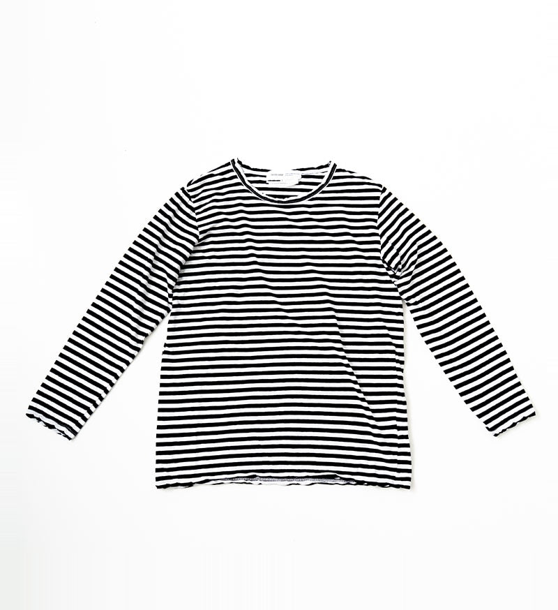 L/S Tee in Black and White Stripe