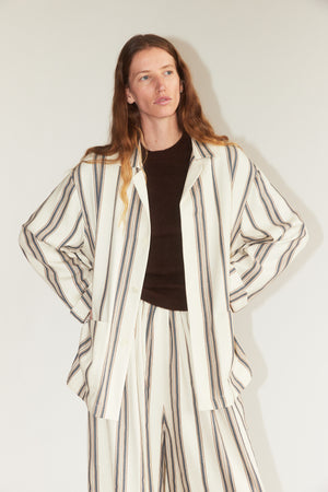 Work Jacket in Cream Stripe