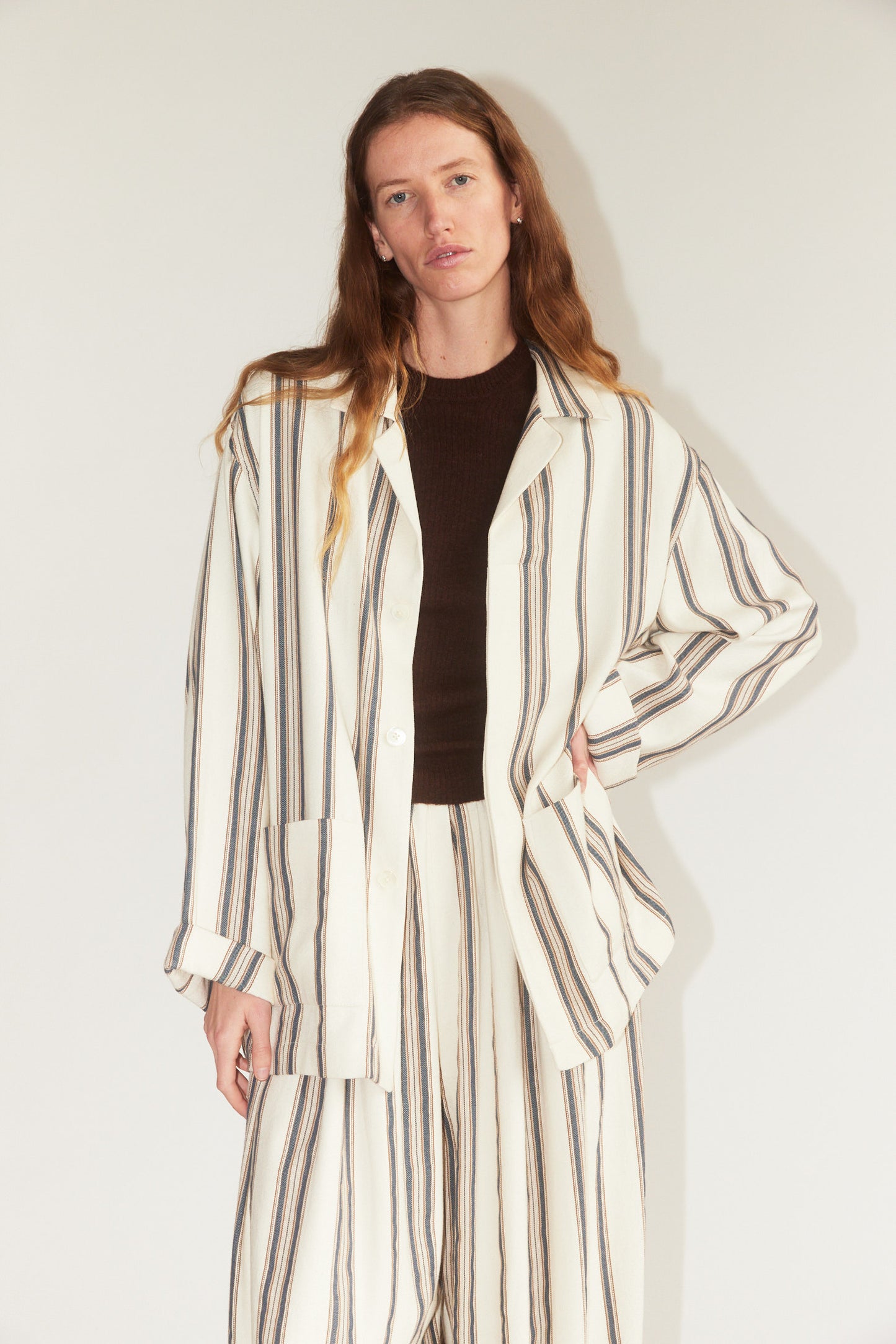 Work Jacket in Cream Stripe