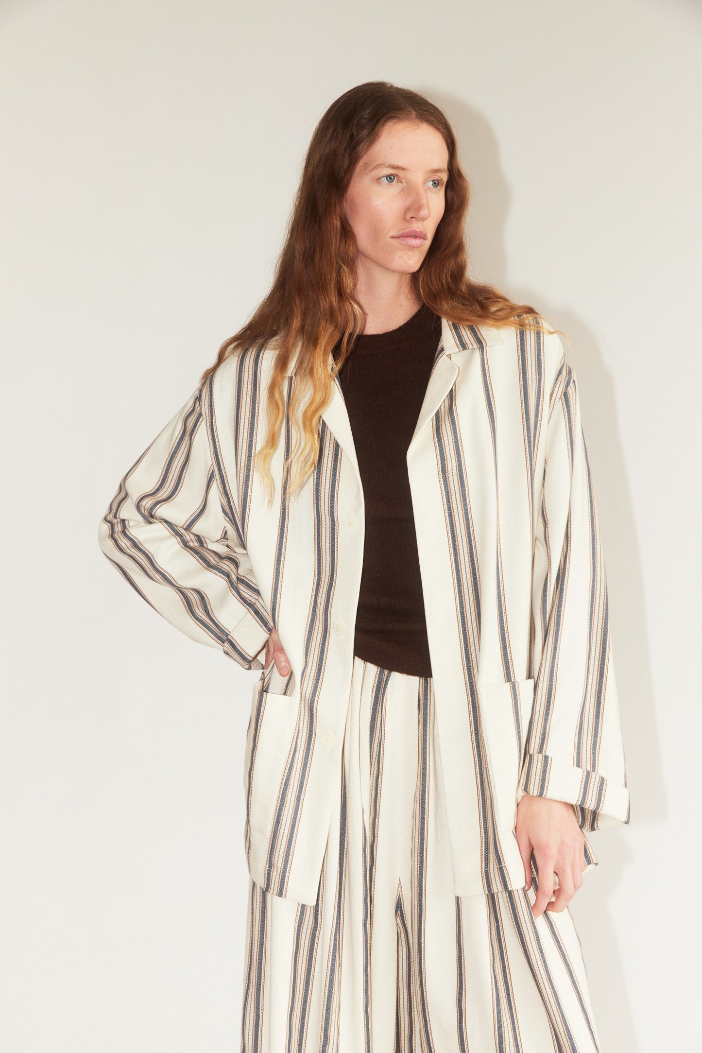 Work Jacket in Cream Stripe