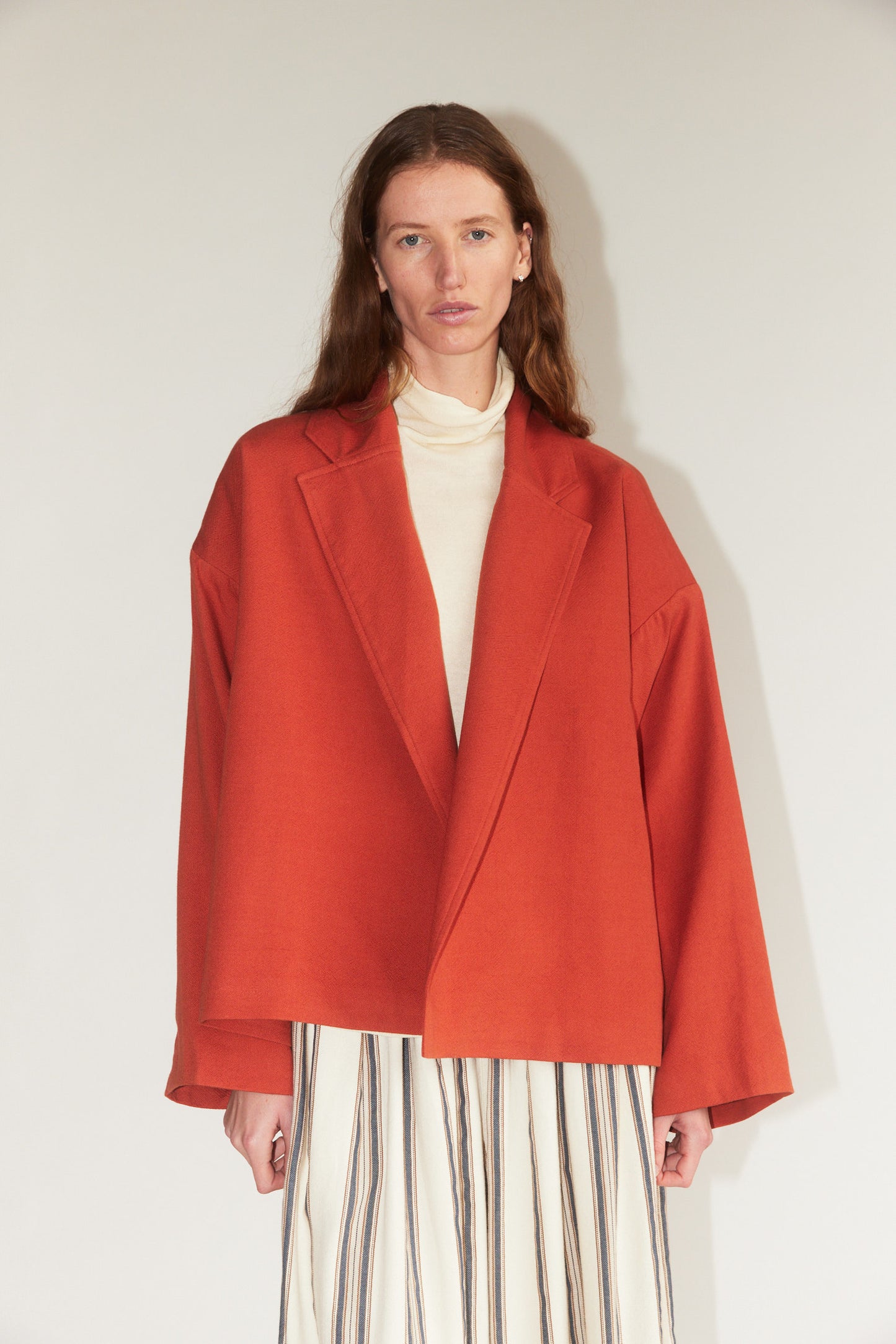 Oversized Cropped Jacket in Terracotta