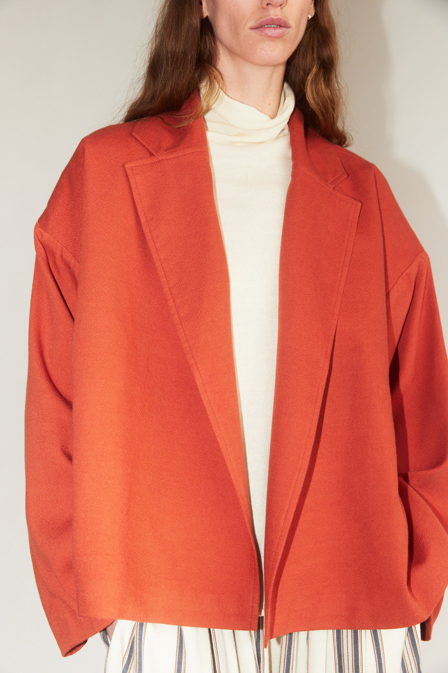 Oversized Cropped Jacket in Terracotta