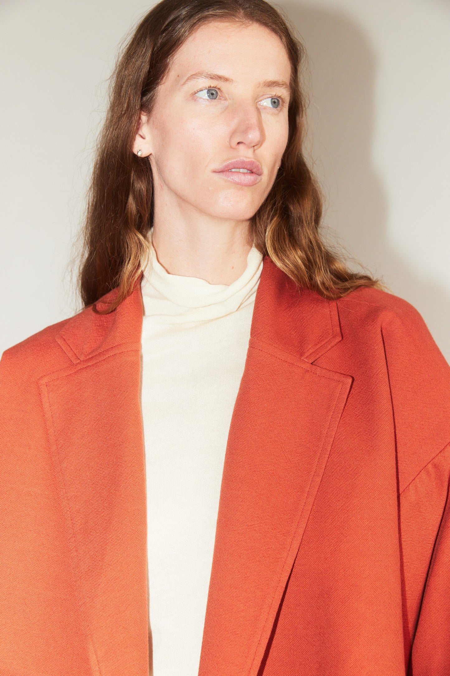 Oversized Cropped Jacket in Terracotta