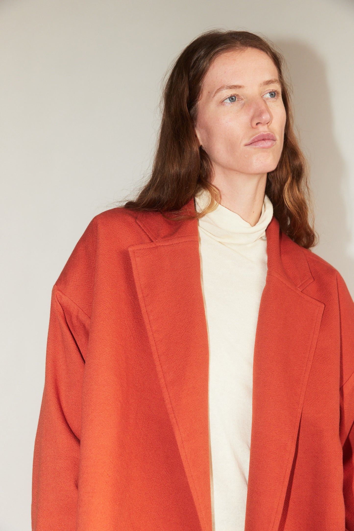 Oversized Cropped Jacket in Terracotta