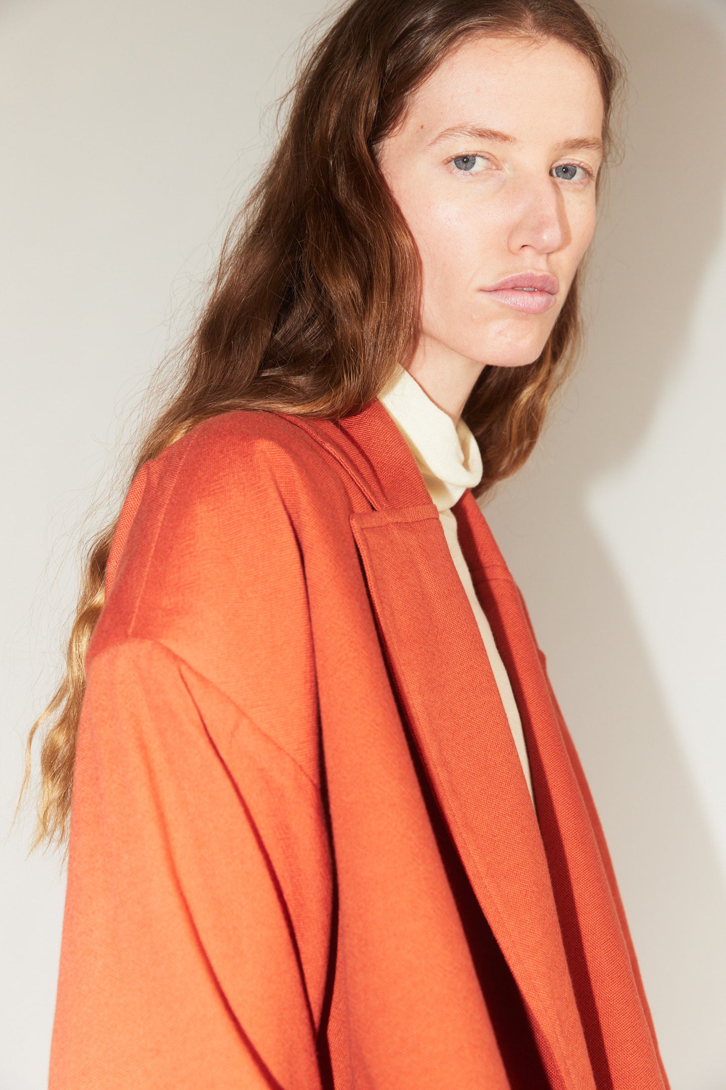 Oversized Cropped Jacket in Terracotta