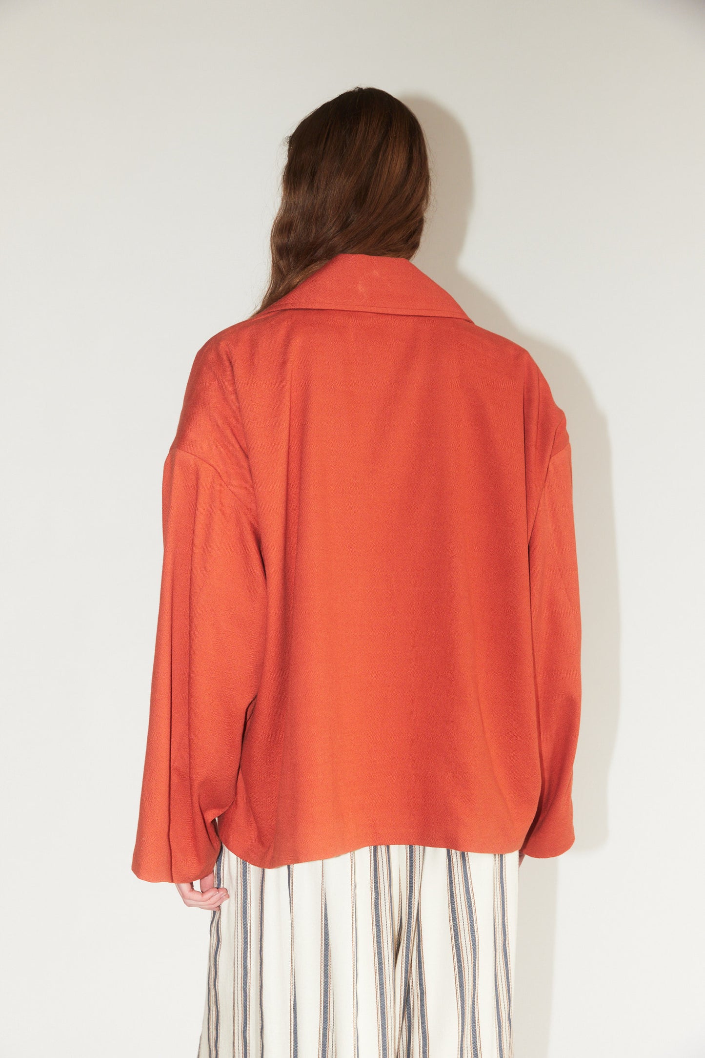 Oversized Cropped Jacket in Terracotta