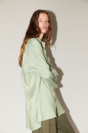 Oversized Shirt in Sage Chambray