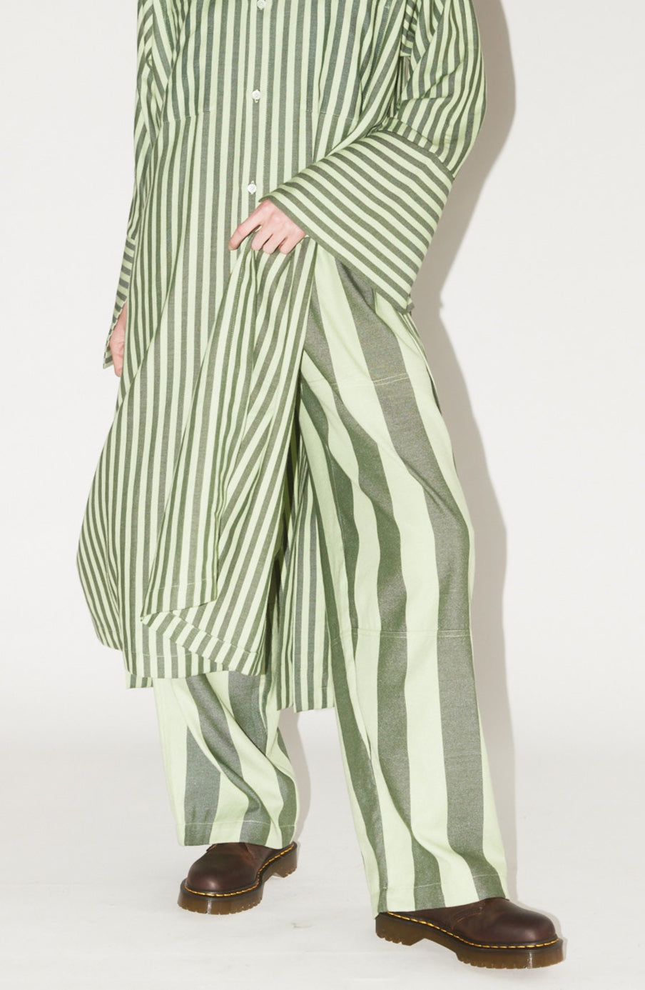 Parachute Pants in Green Stripe