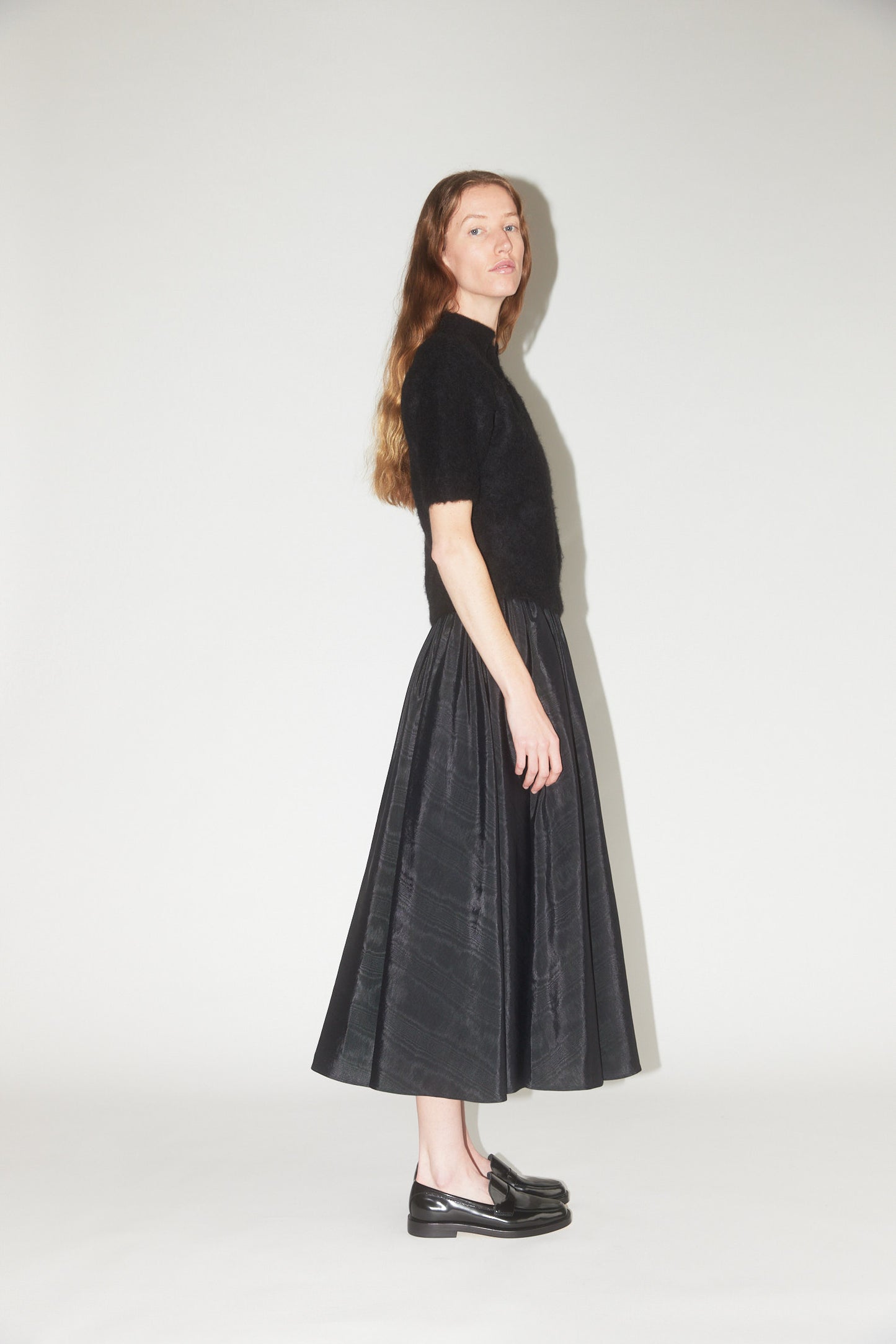 Puff Skirt in Black Moire