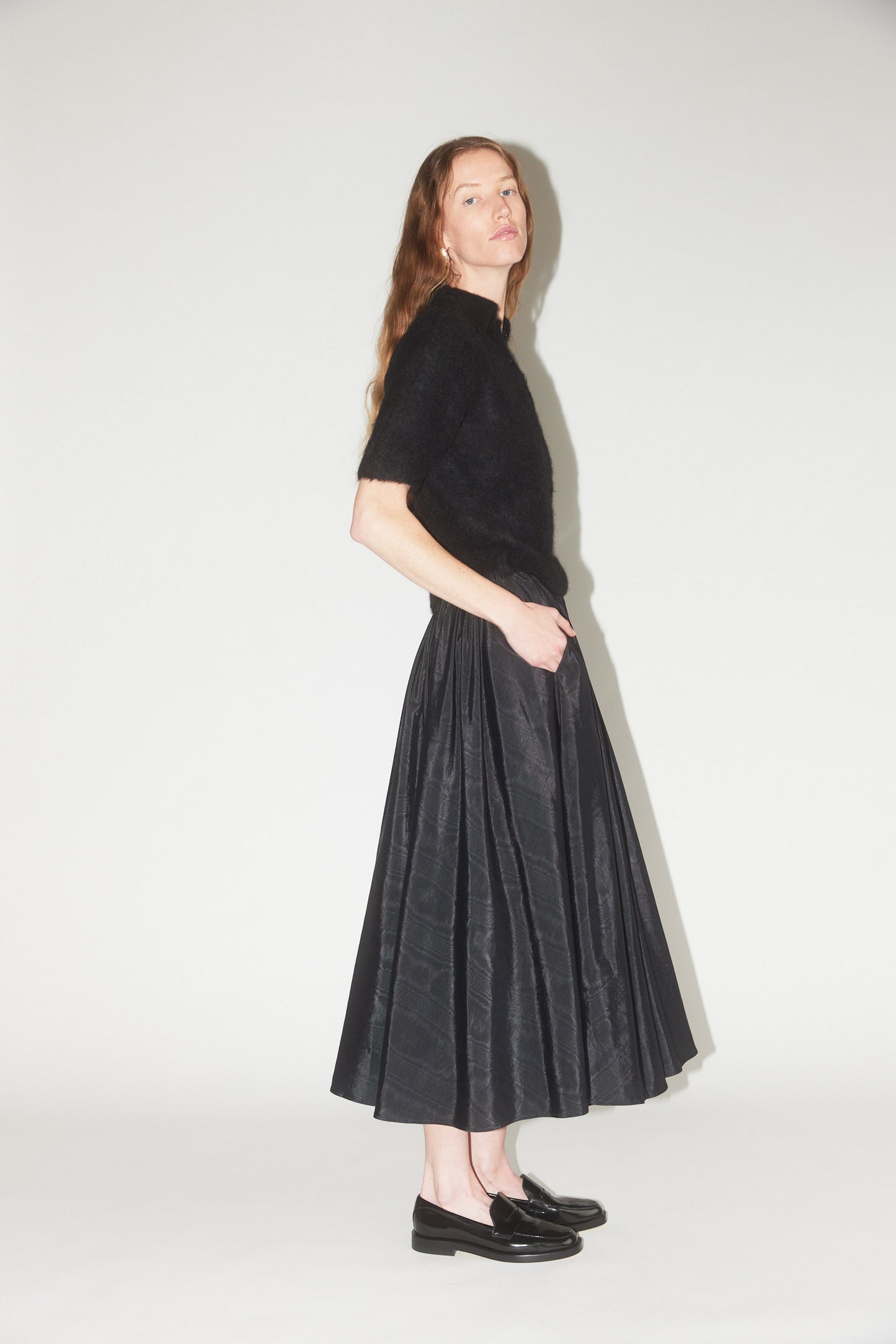 Puff Skirt in Black Moire