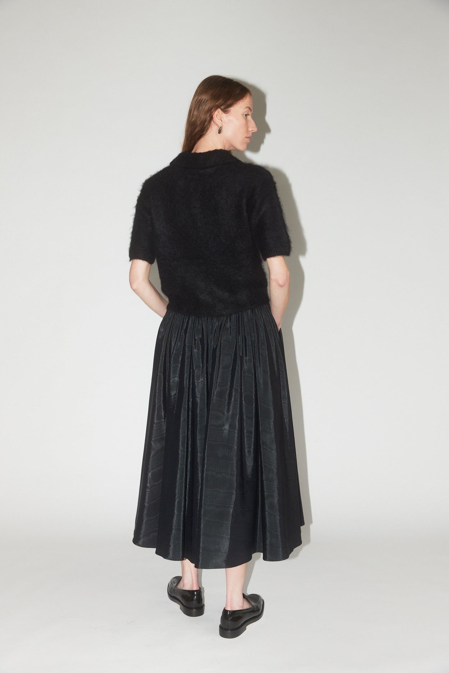 Puff Skirt in Black Moire