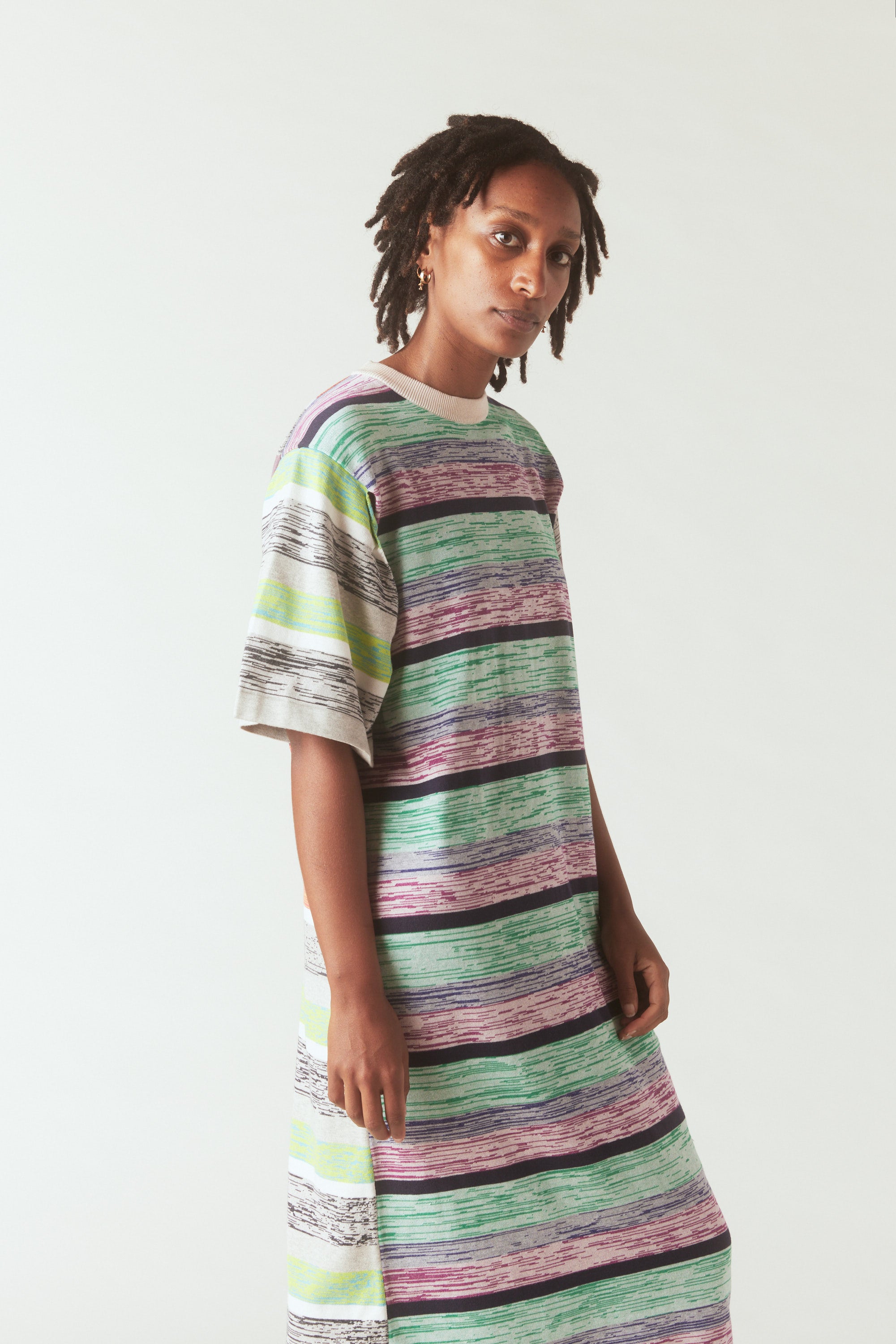 Linn T-Shirt Dress in Teal & Purple