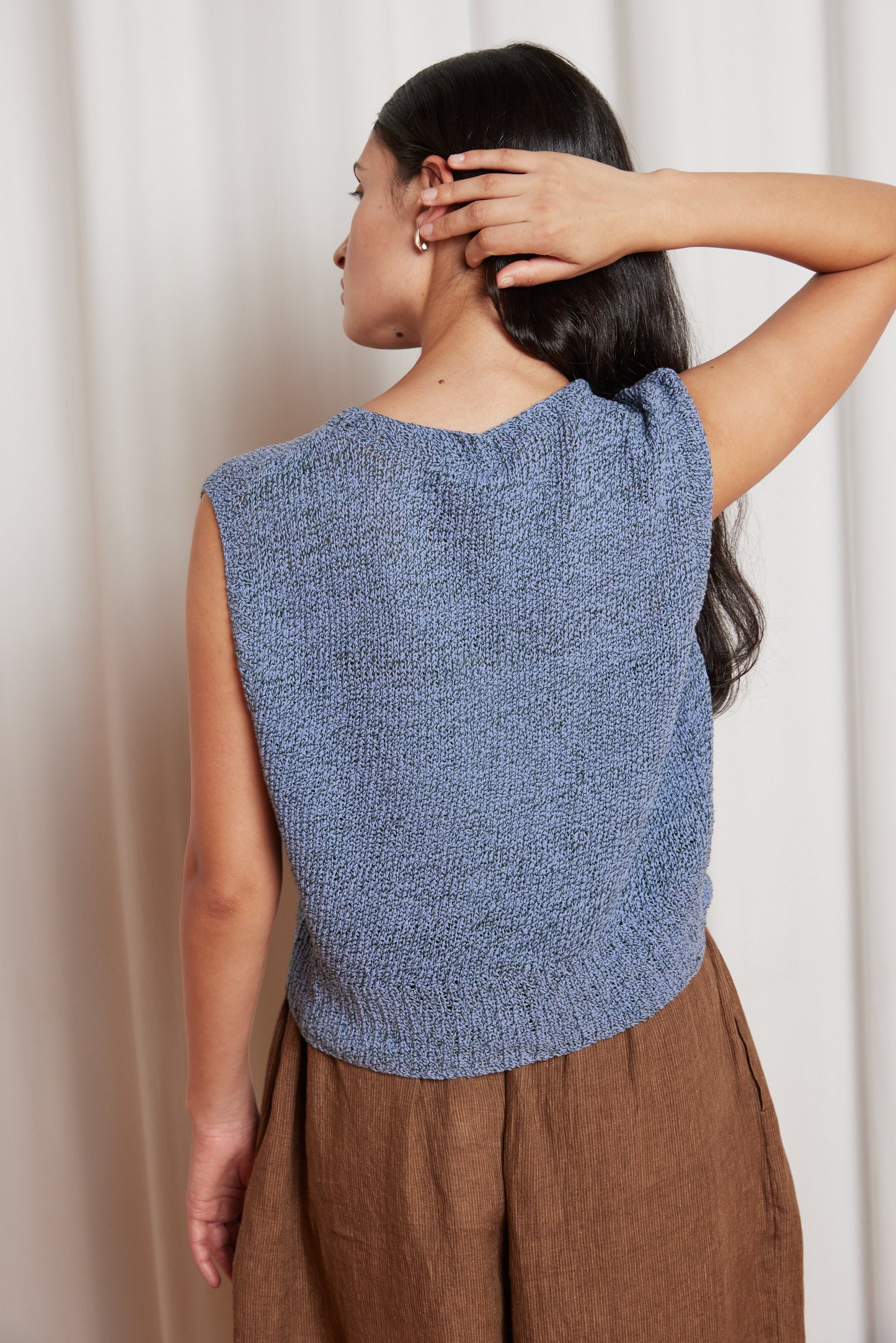 Nona Knitted Vest in Steel Blue