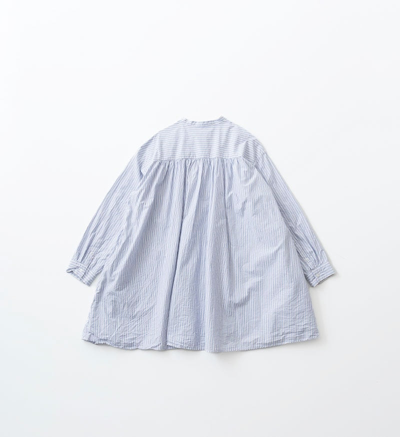 Pullover Shirt in Sax and Green Stripe